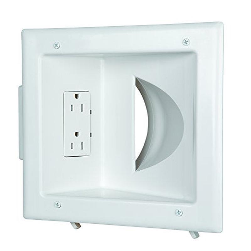Datacomm Recessed Low Voltage Media Plate with Duplex Receptacle