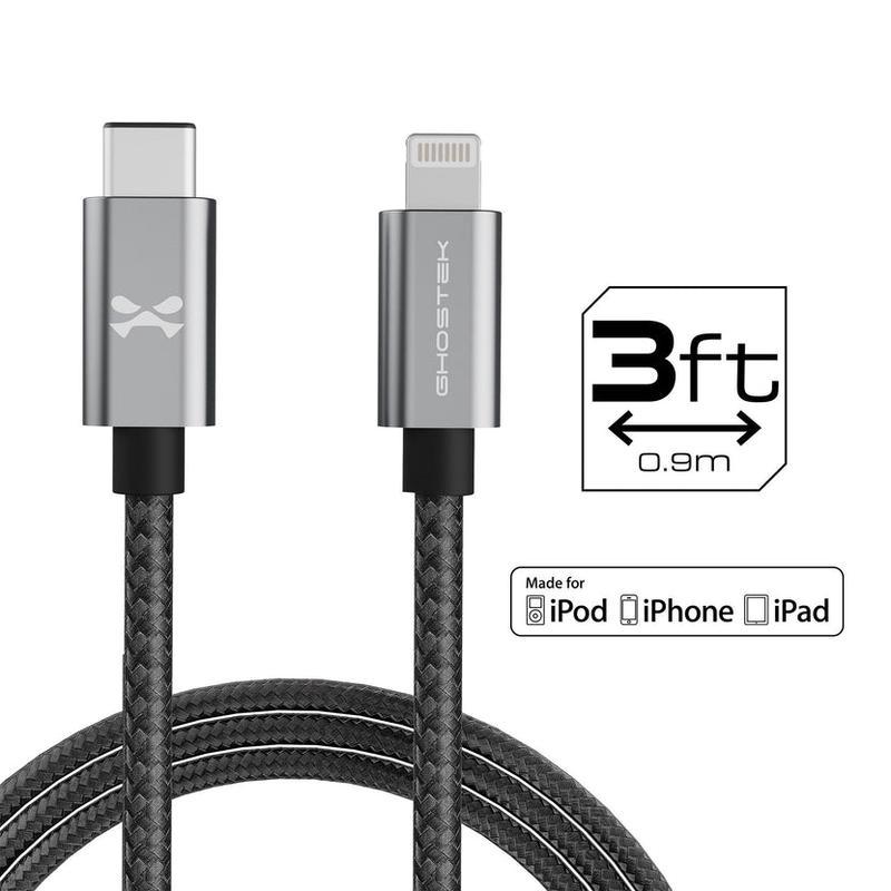 Ghostek NRGline Lightning to USB-C 3ft Cable (Black)