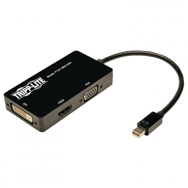 Tripp Lite Mini DisplayPort to VGA/DVI/HDMI All-in-One Adapter/Converter, 6"