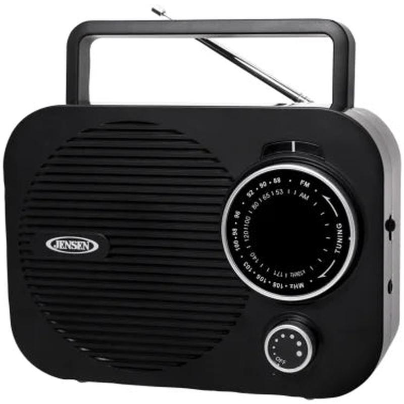 JENSEN Portable AM/FM Radio with Telescoping Antenna, Black, MR-550
