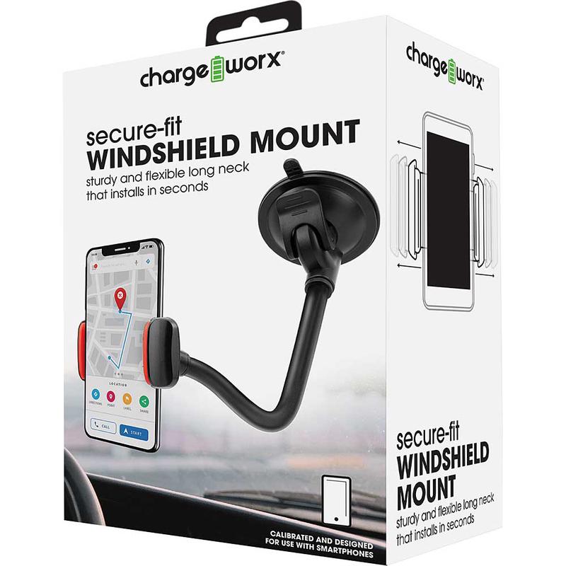Chargeworx Secure-Fit Windshield Mount w/ Flexible 14 Neck