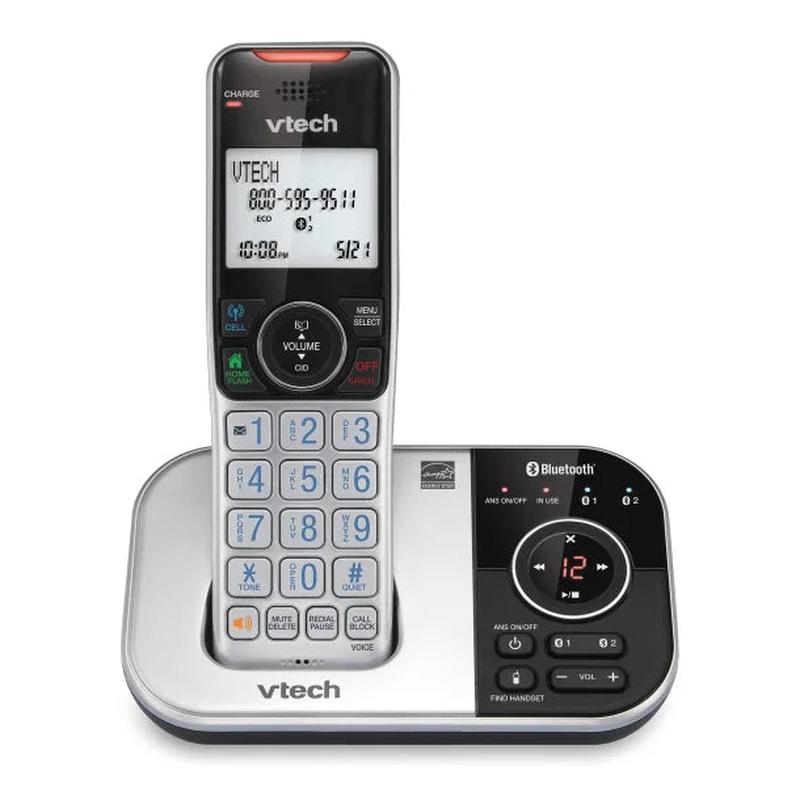 VTech Bluetooth DECT 6.0 Expandable Cordless Phone with Connect to Cell and Answering System (1 Handset; Black)