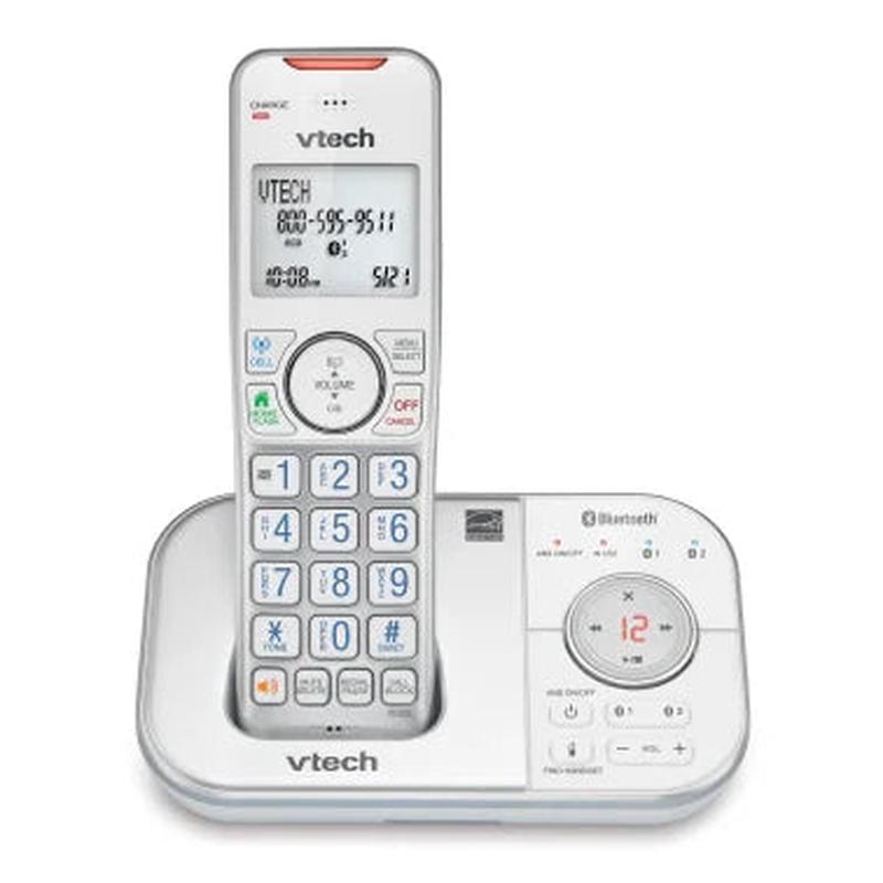 VTech Bluetooth DECT 6.0 Expandable Cordless Phone with Connect to Cell and Answering System (1 Handset; Silver)