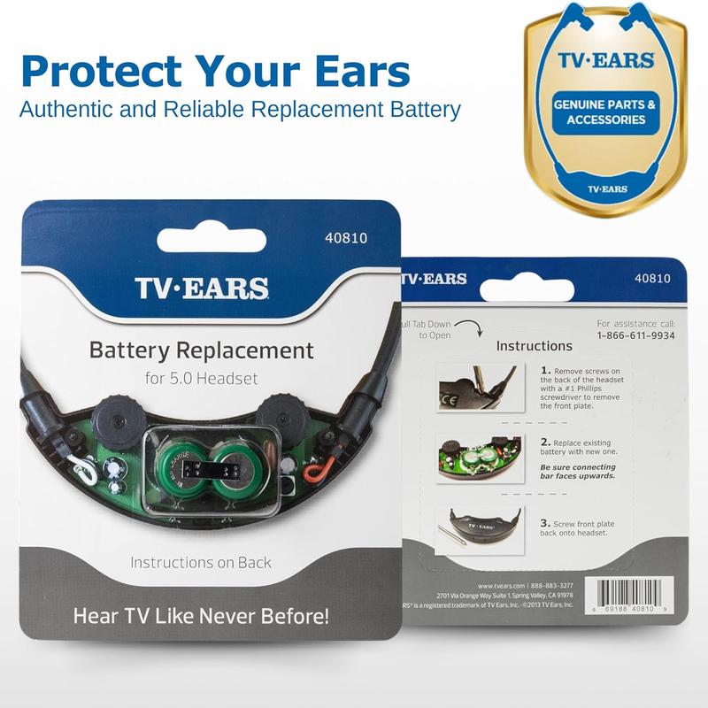 TV EARS Replacement Battery Original & Digital Headsets: 1 -Pack