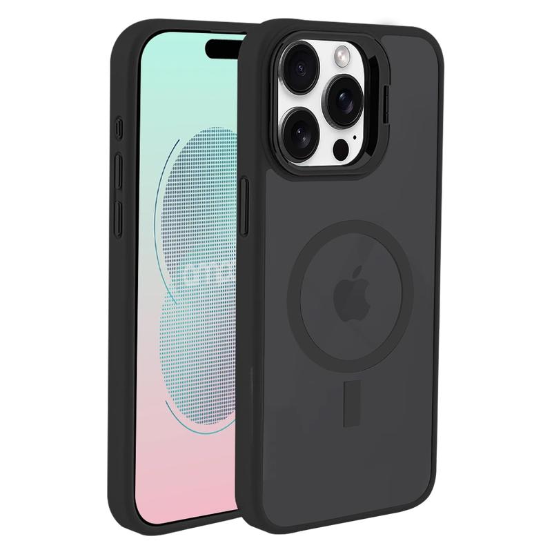 AMPD - TPU / Acrylic Wallet Flip MagSafe Case for Apple iPhone 16 Pro - Black