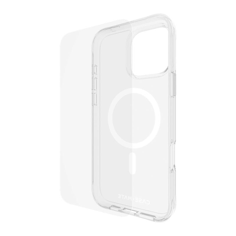 Case-Mate - Protection Pack Tough MagSafe Case and Glass Screen Protector for Apple iPhone 16 Pro Clear