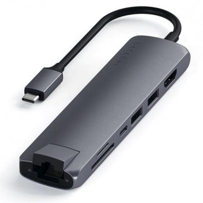 Satechi - USB-C Slim Multi-Port with Ethernet Adapter Space Grey