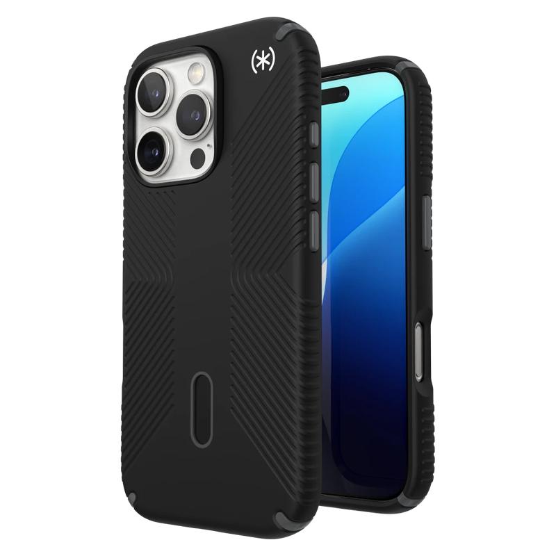 Speck - Presidio Perfect Clear Grip Case with ClickLock for Apple iPhone 16 Pro - Black