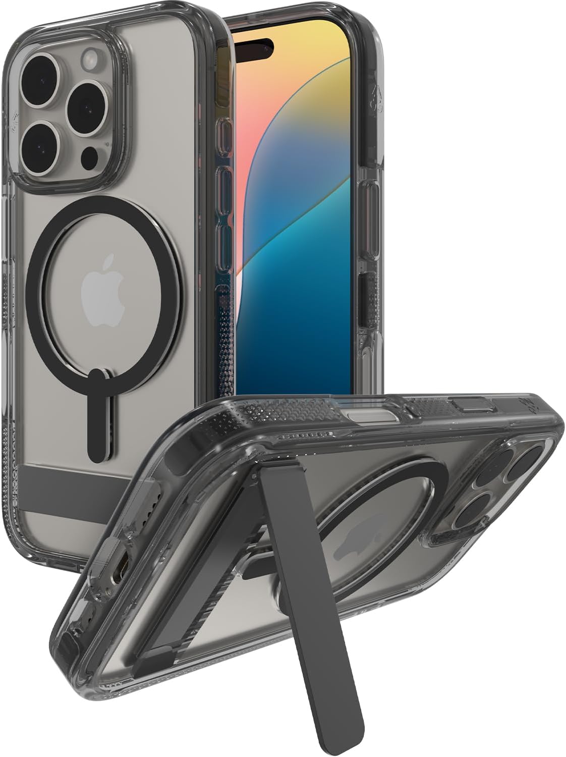 ZAGG - Santa Cruz Snap MagSafe Case with Kickstand for Apple iPhone 16 Pro - Black