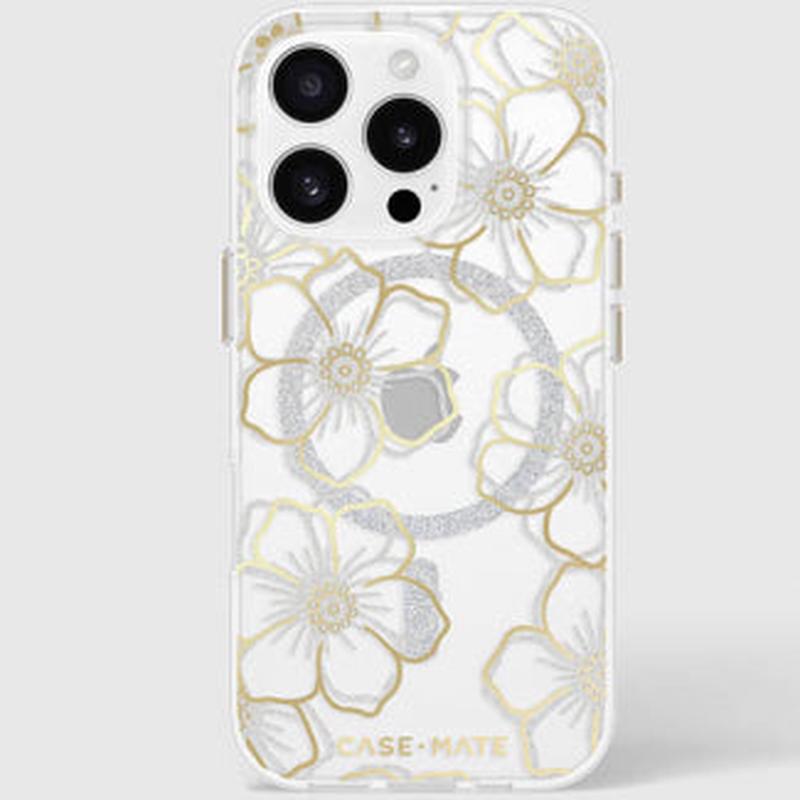 Case-Mate - Floral Gems MagSafe Case for Apple iPhone 16 Pro - Gold