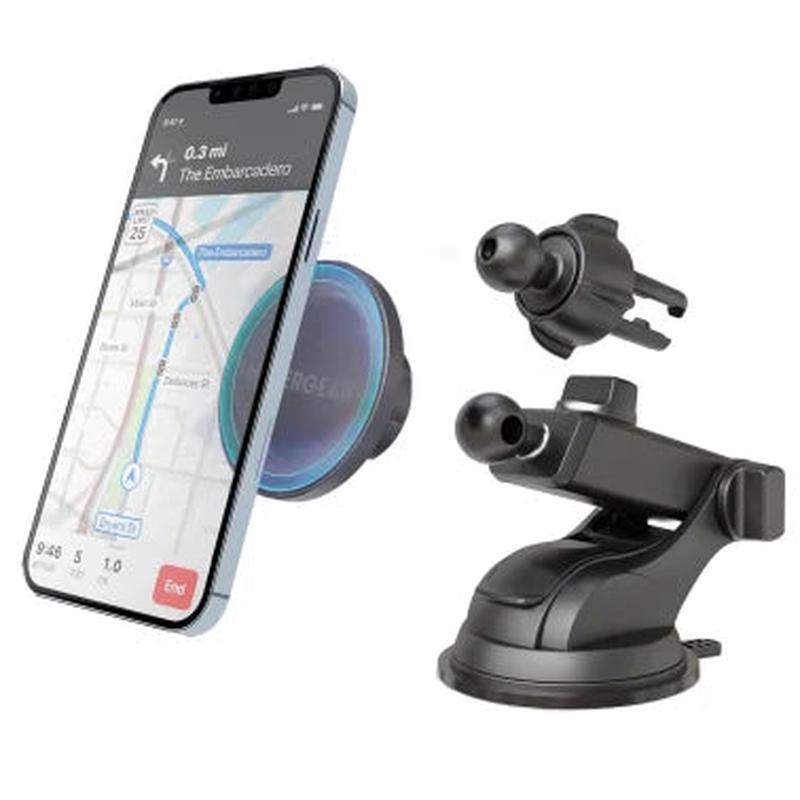HyperGear Mag Grip Phone Mount Kit with MagSafe Vent, Dash, and Windshield Mounts, Black