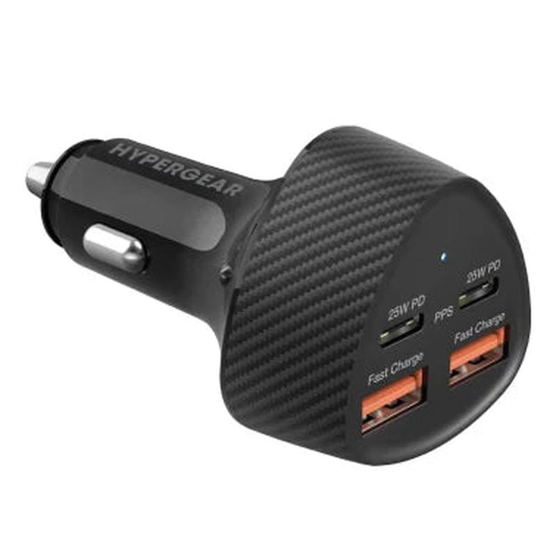 HyperGear SpeedBoost 50-Watt Quad PD Car Charger, Black