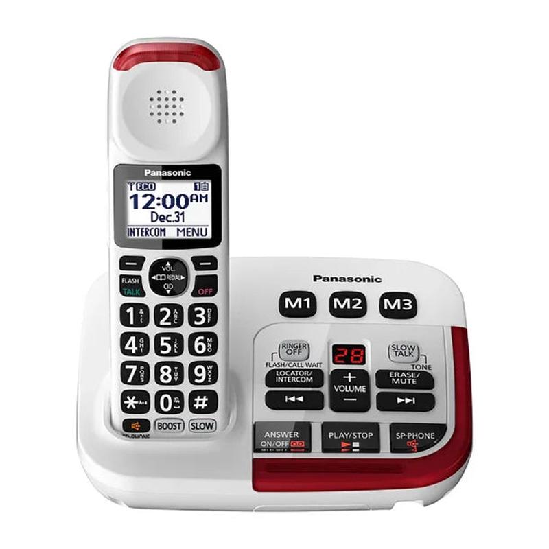 Panasonic KX-TGM420W DECT 6.0 1-Handset Corded Cordless Amplified Phone with Answering Machine and Noise Reduction