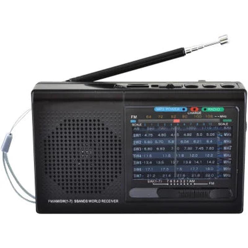 Supersonic 9-Band Rechargeable Radio with Bluetooth and USB/microSD Card Input