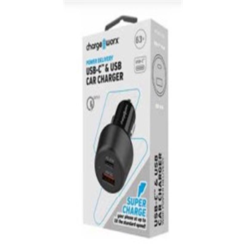 ChargeWorx 63W USB-C & USB-A Car Charger with Power Delivery