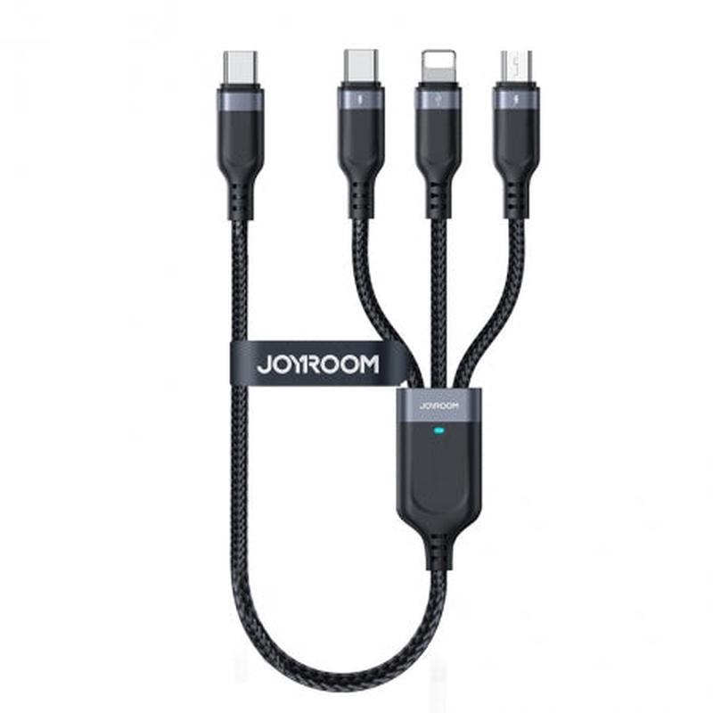 JOYROOM 0.3M 3.5A Type-C to Lightning+Type-C+Micro 3 in 1 Multi-Use Series Data Cable Black