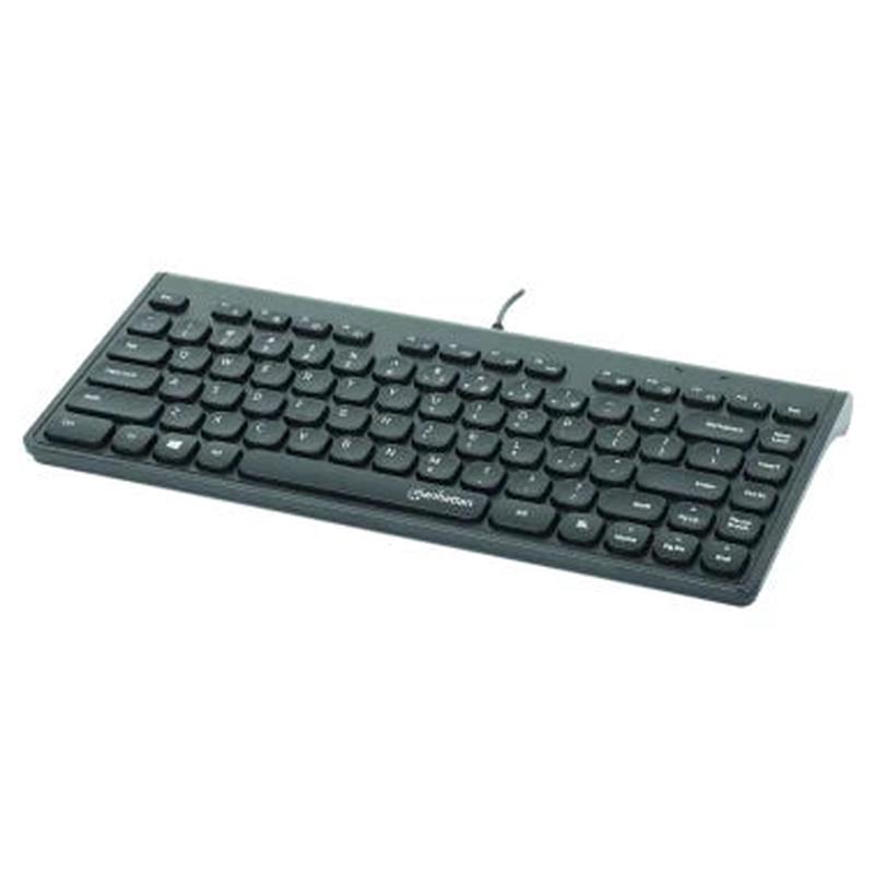 Manhattan Slim Wired USB Mini Keyboard for PC and Laptop, Black