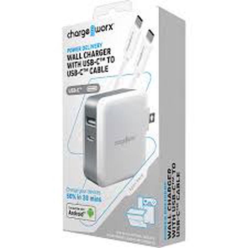 Chargeworx USB-C Cable & Wall Charger with Power Delivery (White)