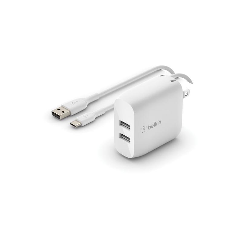 Belkin BOOSTCHARGE Dual USB-A Wall Charger 24W + USB-A to USB-C cable