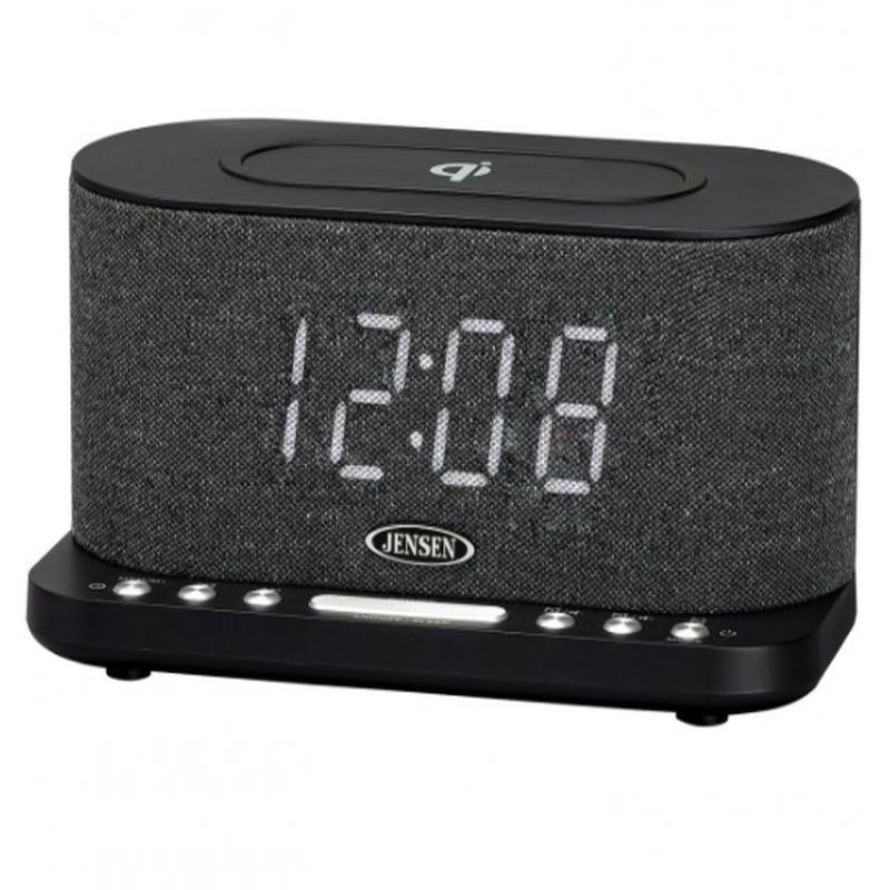Jensen Dual Alarm Clock Radio with Wireless QI Charging