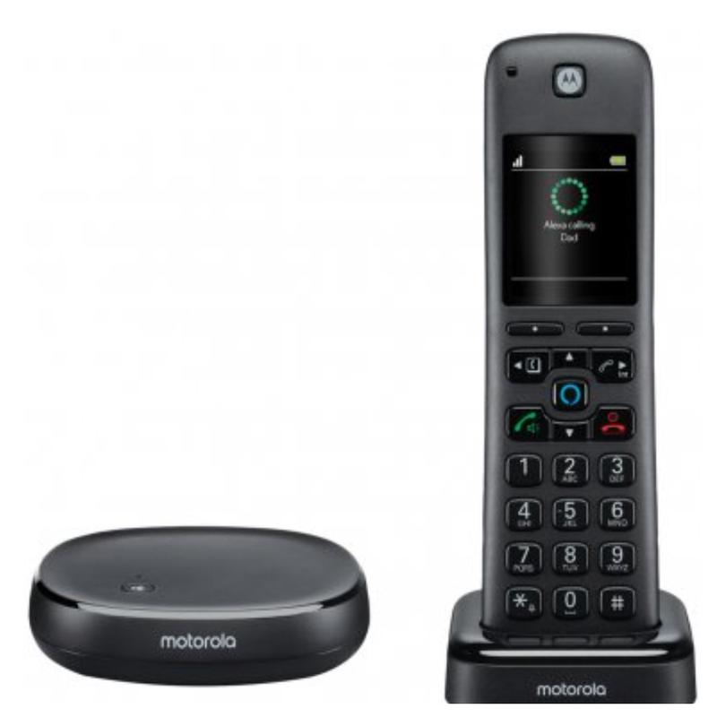 Motorola AXH01 AX Series Dect 6.0 Cordless Digital Phone and Answering System with Built-in Alexa (1 Handset)