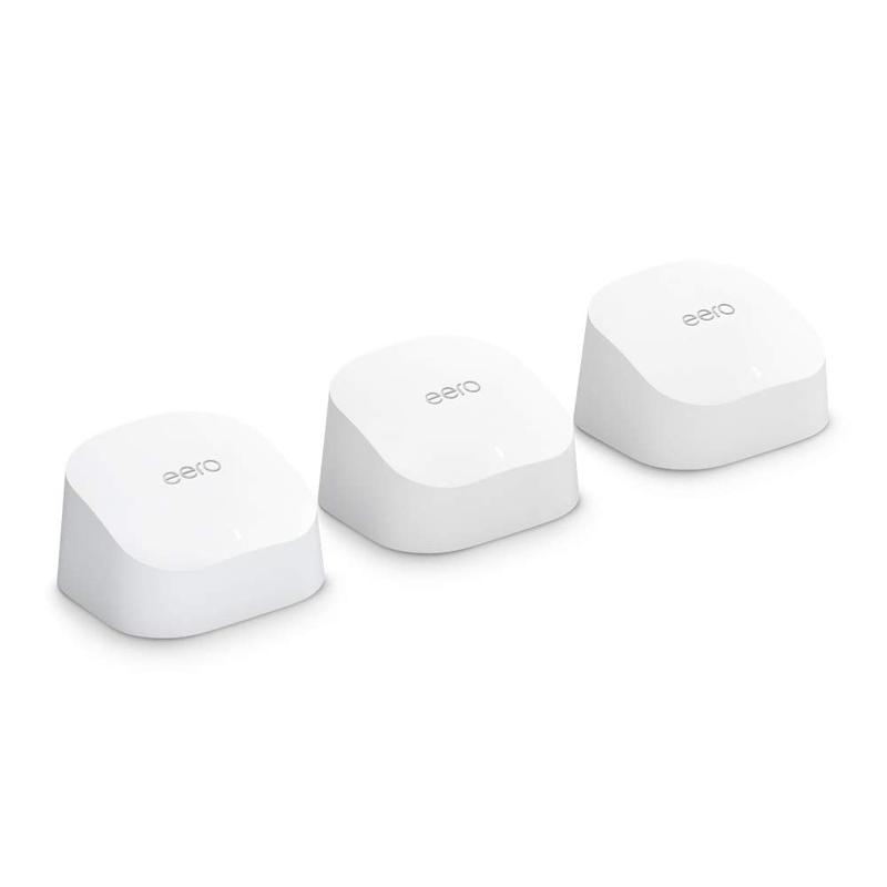 eero 6 AX1800 Wi-Fi 6 Dual-Band Gigabit Mesh System (3 Pack) (1 Router, 2 Extenders)