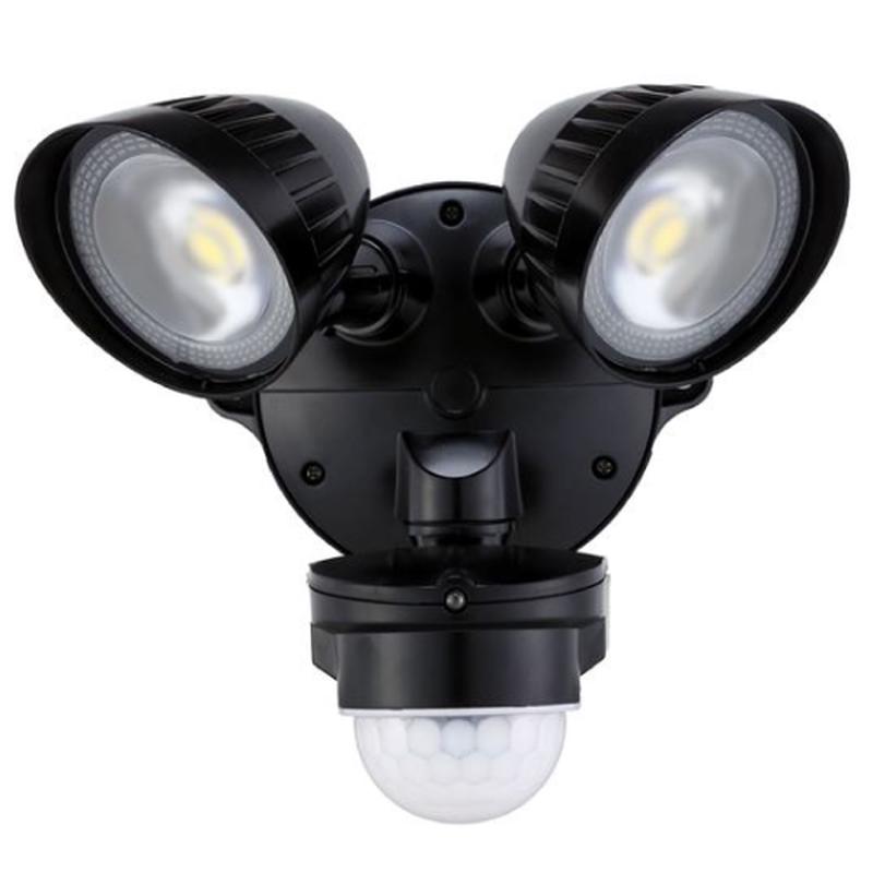 HOUSEWATCH 20W Twin LED 2x Spotlights With Sensor - Black