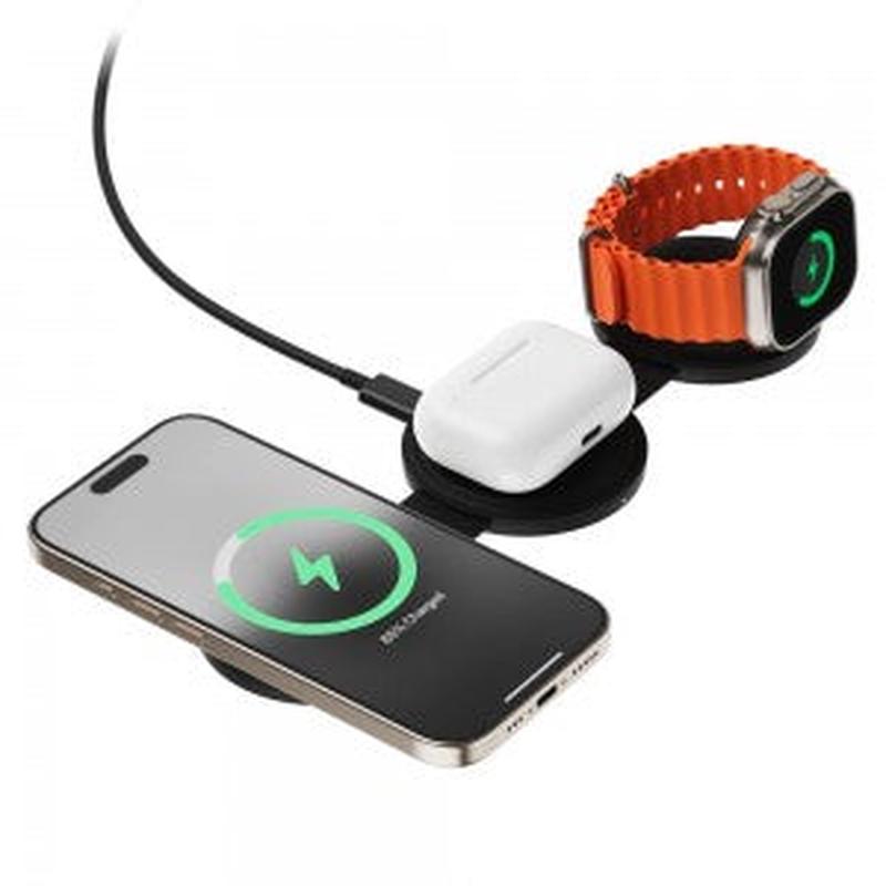 Satechi - 15W OntheGo 3-in-1 Qi2 Wireless Charger | TSA Approved Foldable, Compact Design Ideal For Travel