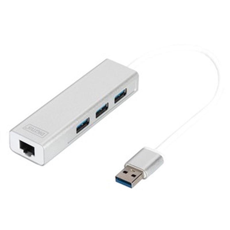 Digitus USB 3.0 3-Port Hub & Gigabit LAN Adapter