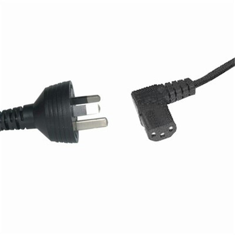 Mains 3pin Plug to IEC C13 Right Angle Female Cable - 1.8m