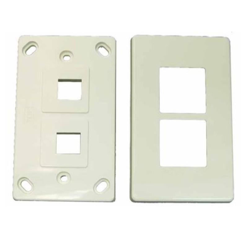 DYNAMIX Dual Port RJ45 Keystone Face Plate Horizontal