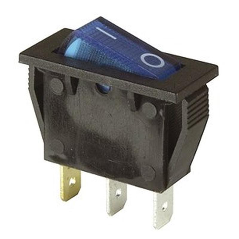 Rocker Switch 240VAC 15A SPST Illuminated Blue