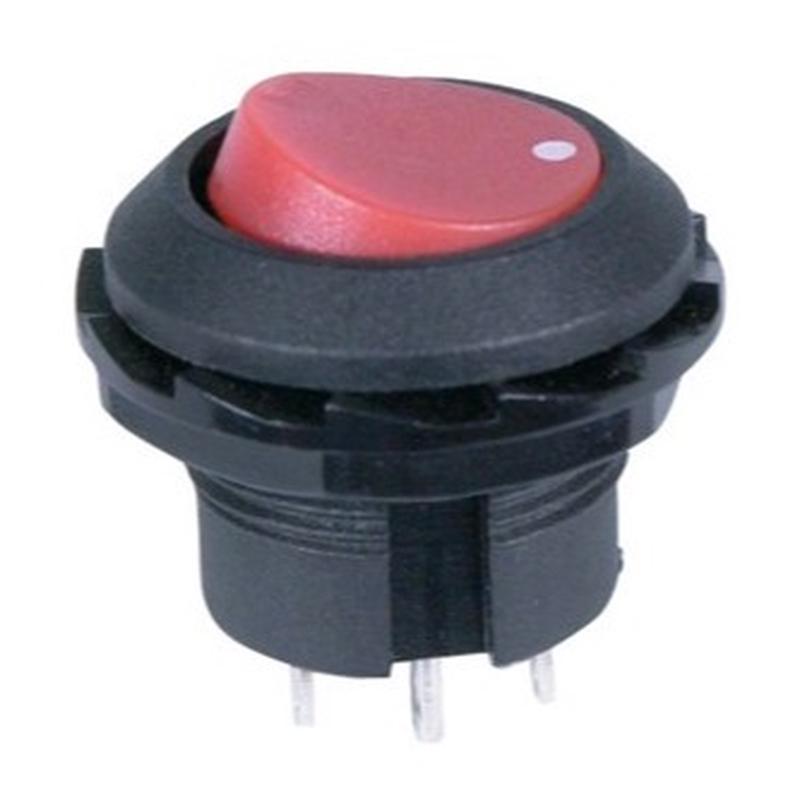 Rocker Switch 250VAC 6A SPDT Round Red