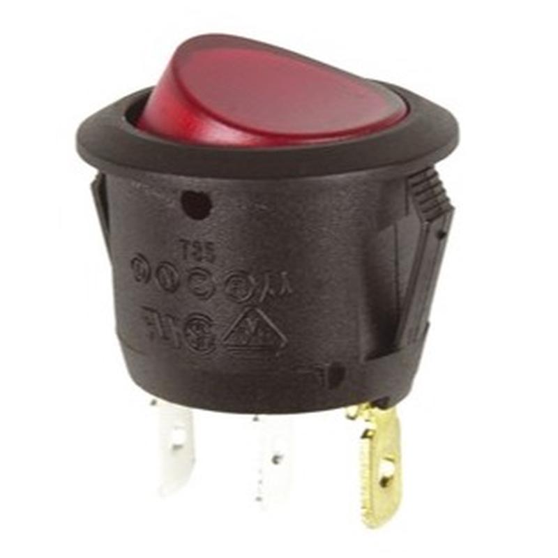 Rocker Switch 250VAC 6A SPST Round Red Illuminated