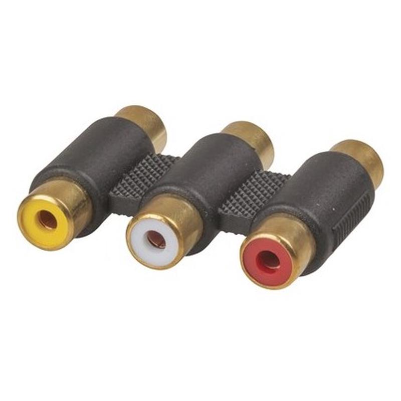 Adaptor 3 x RCA Socket to 3 x RCA Socket Gold