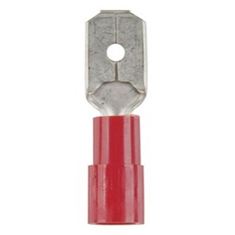 Connector QC 6.4mm Spade Plug Red - 100 Pack