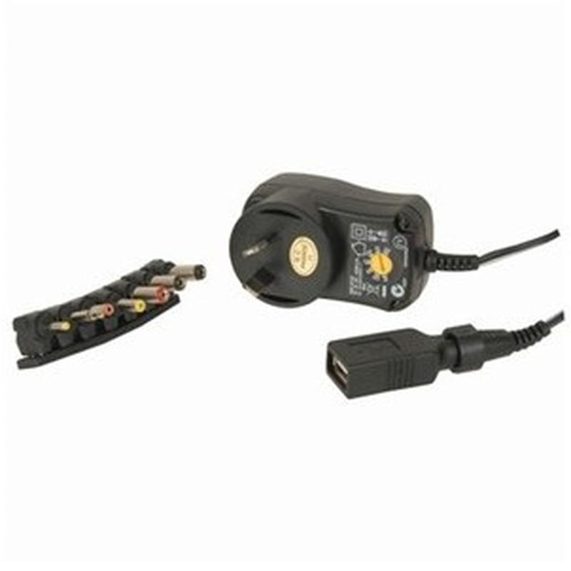 Universal 3-12VDC 2.25A 27W 7DC Plugs Power Supply + USB