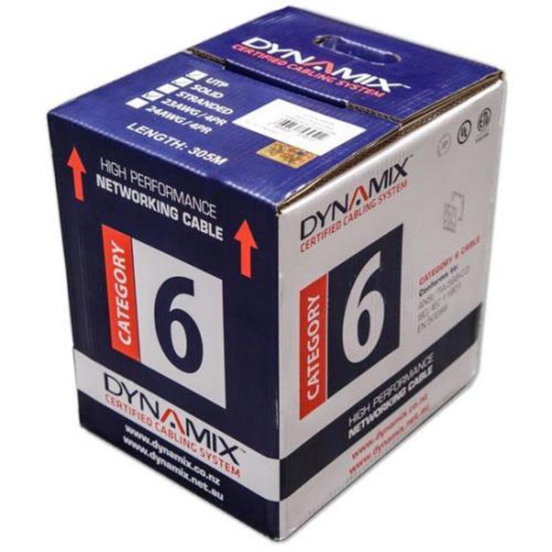 DYNAMIX 305m Cat6 Blue UTP SOLID Cable Roll, 250MHz, 24AWGx4P.
