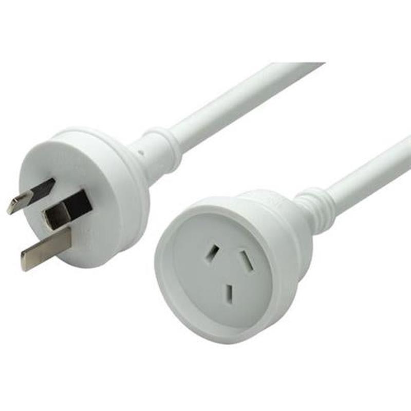 DYNAMIX 2M 240v 10A Standard Duty Power Extension Lead White