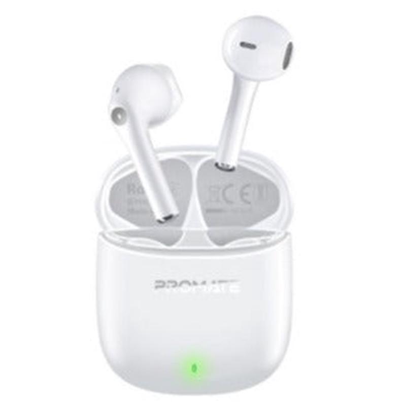 PROMATE In-Ear HD Bluetooth Earbuds with Intellitouch & 260mAh Charging - White
