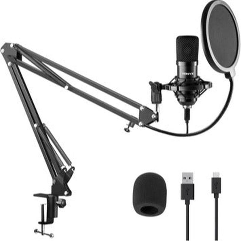 USB Studio Microphone & Boom arm set, Black