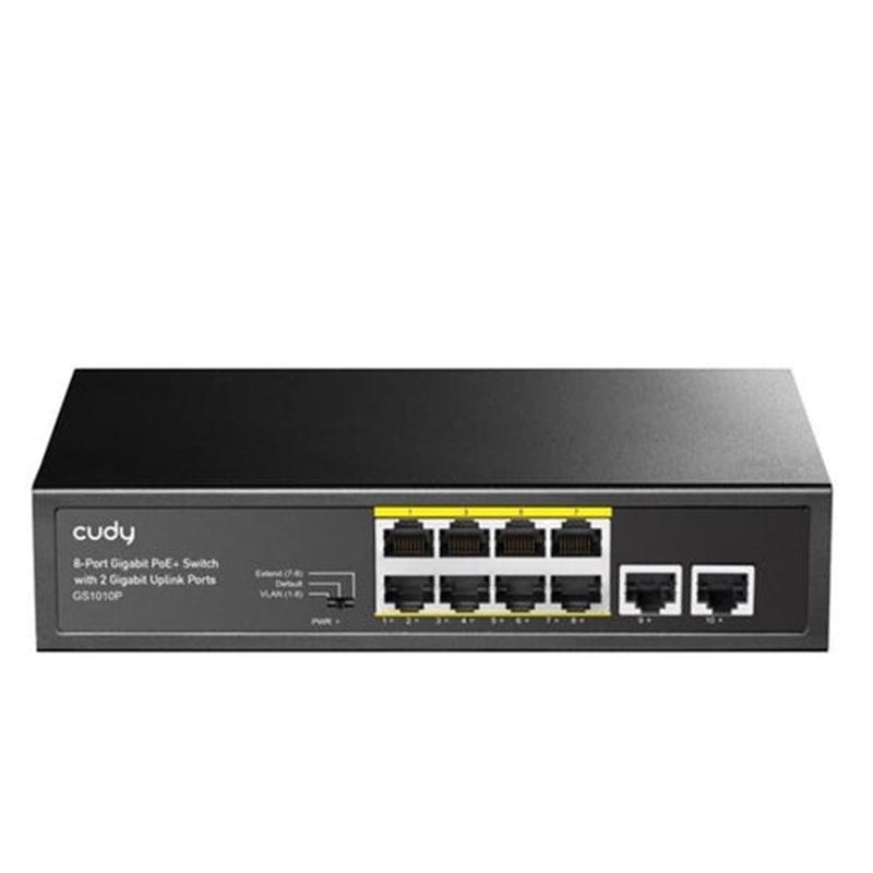 CUDY 8-Port Gigabit Unmanaged PoE+ 120W Desktop Switch with with 2 Gig