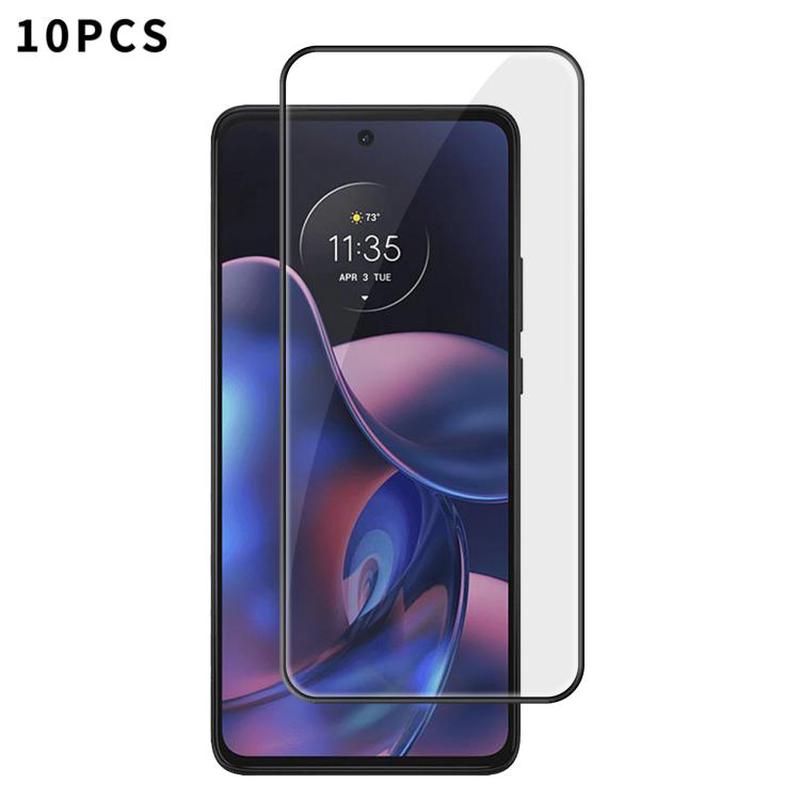 For Motorola Edge 2022 10pcs Kalebol High-Aluminum Screen-Printed Full-Coverage Anti-Fingerprint Black-Bordered HD Tempered Glass Film