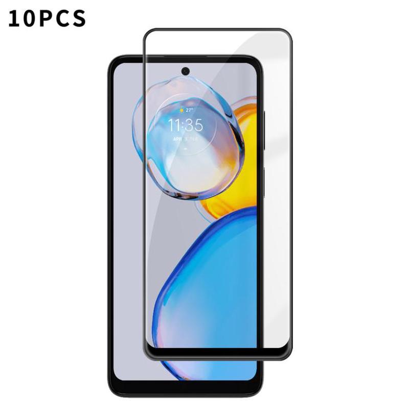 For Motorola Moto E32 10pcs Kalebol High-Aluminum Screen-Printed Full-Coverage Anti-Fingerprint Black-Bordered HD Tempered Glass Film