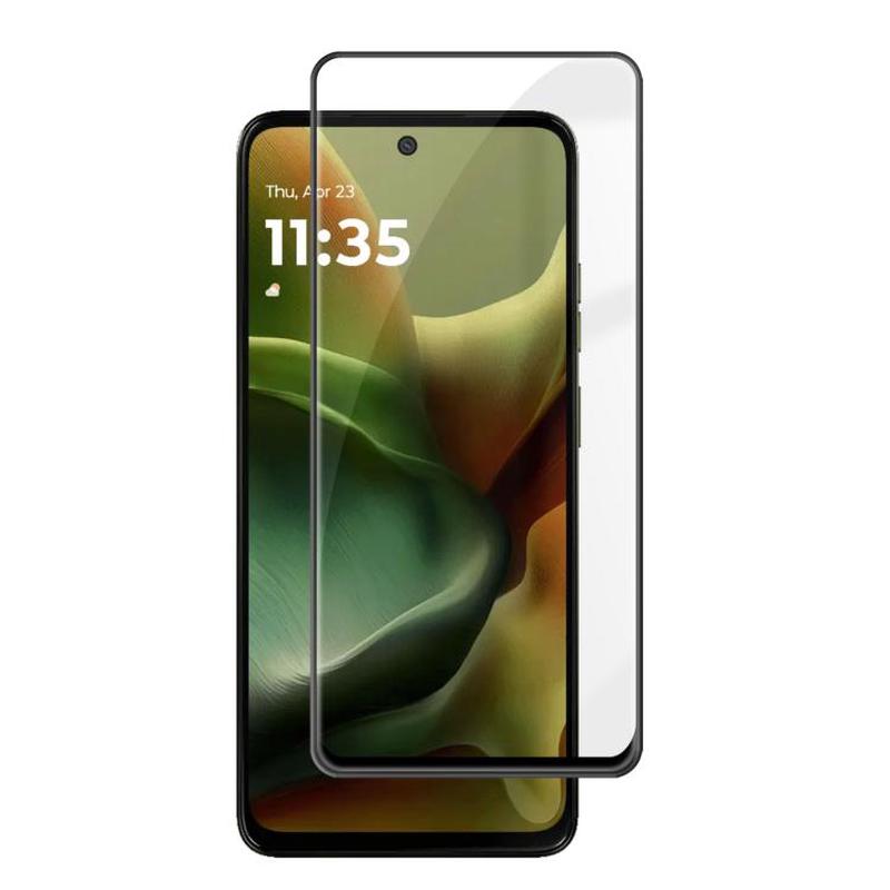 For Motorola Moto G15 Power Kalebol High-Aluminum Screen-Printed Full-Coverage Anti-Fingerprint Black-Bordered HD Tempered Glass Film