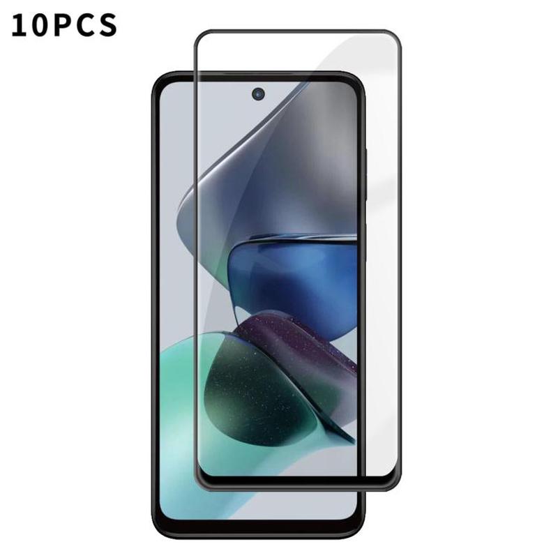 For Motorola Moto G23 10pcs Kalebol High-Aluminum Screen-Printed Full-Coverage Anti-Fingerprint Black-Bordered HD Tempered Glass Film