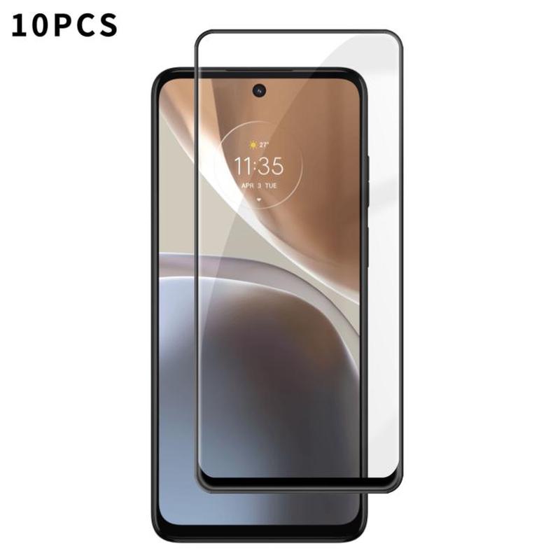 For Motorola Moto G32 10pcs Kalebol High-Aluminum Screen-Printed Full-Coverage Anti-Fingerprint Black-Bordered HD Tempered Glass Film