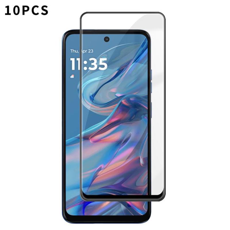 For Motorola Moto G45 5G 10pcs Kalebol High-Aluminum Screen-Printed Full-Coverage Anti-Fingerprint Black-Bordered HD Tempered Glass Film