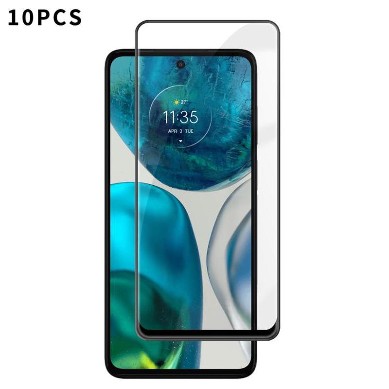 For Motorola Moto G52 10pcs Kalebol High-Aluminum Screen-Printed Full-Coverage Anti-Fingerprint Black-Bordered HD Tempered Glass Film