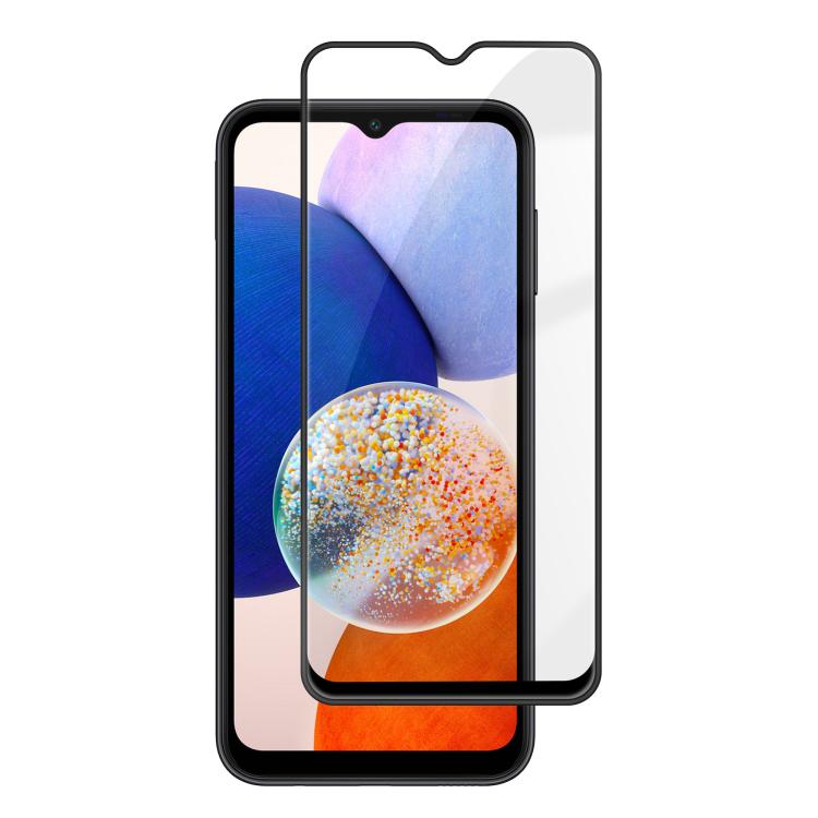 For Samsung Galaxy A14 5G Kalebol High-Aluminum Screen-Printed Full-Coverage Anti-Fingerprint Black-Bordered HD Tempered Glass Film